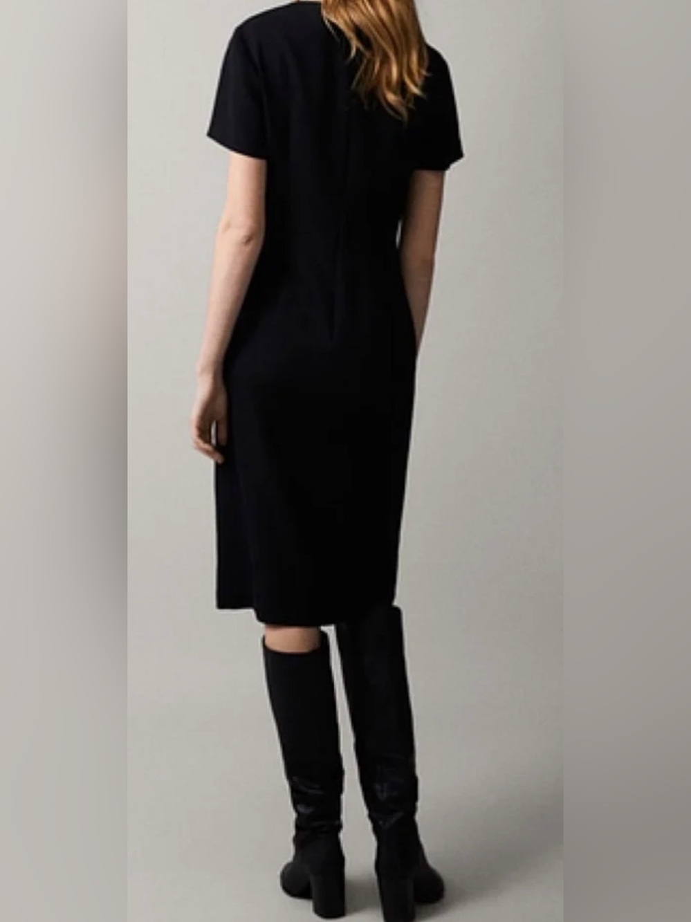 Massimo Dutti Black Midi Dress Size 4 Tailored Minimalist Quiet Luxury Workwear - Picture 2 of 11
